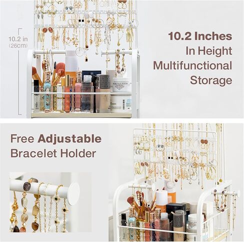 Lineware Large Jewelry Organizer Stand Jewelry Holder Organizer with 4 Jewelry Box Drawers Stand Up Jewelry Tower Makeup Organizer for Earring Necklace Bracelet Storage in Kuwait