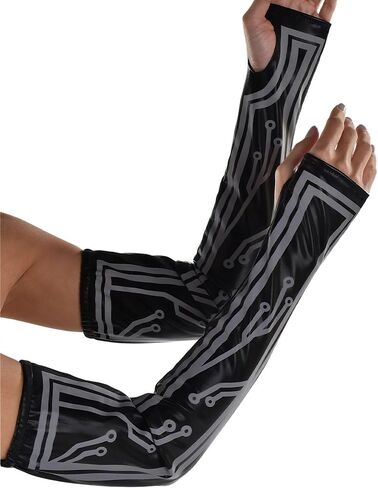 Cyberpunk Long Gloves In Black - Mystique & Unique Costume Accessory, Perfect For Halloween, Costume Parties & Futuristic Themed Events - 2 Pcs in Saudi Arabia