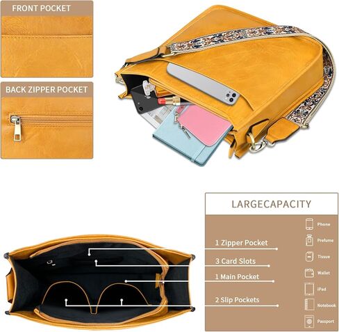 حقائب كروس من KITATU للنساء للتنقل 2 قطعة حقائب يد هوبو حقيبة كتف مصممة من الجلد النباتي مع شريطين in Kuwait