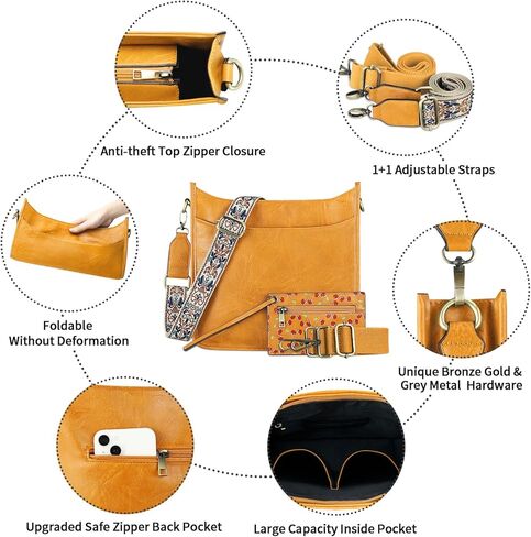 حقائب كروس من KITATU للنساء للتنقل 2 قطعة حقائب يد هوبو حقيبة كتف مصممة من الجلد النباتي مع شريطين in Kuwait