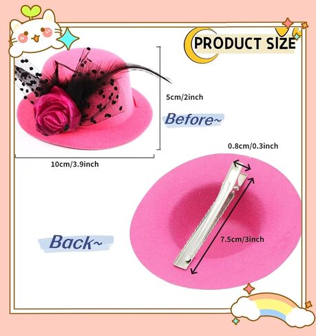 5 قطع من قبعات حفلات الشاي الصغيرة من ليكتيست للنساء رائعة للفتيات والنساء في 5 ألوان، تصميم بمشبك، مشابك قبعة صغيرة مع زهور شريطية للنساء والفتيات (4 بوصات) in Kuwait