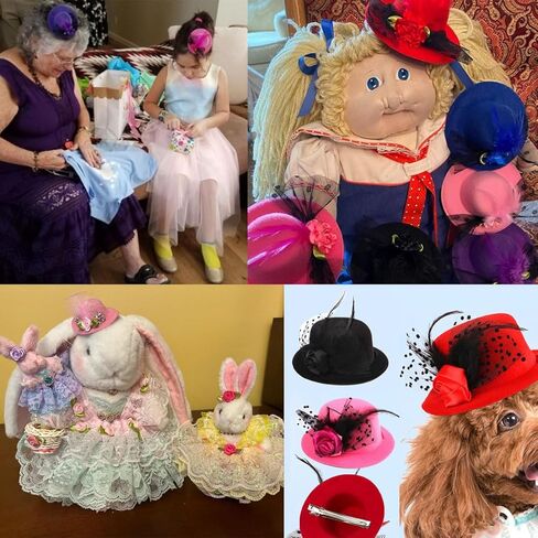 5 قطع من قبعات حفلات الشاي الصغيرة من ليكتيست للنساء رائعة للفتيات والنساء في 5 ألوان، تصميم بمشبك، مشابك قبعة صغيرة مع زهور شريطية للنساء والفتيات (4 بوصات) in Kuwait