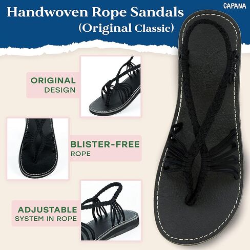 Capana Woven Women's Flat Sandals - Strappy Braided Sandals, Beach Sandals for Women Dressy Summer, Rope Bohemian Sandals, Spring Casual Womens Shoes, Comfy Boho Flats for Teen Girls – Cocoon in Kuwait