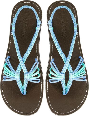 Capana Woven Women's Flat Sandals - Strappy Braided Sandals, Beach Sandals for Women Dressy Summer, Rope Bohemian Sandals, Spring Casual Womens Shoes, Comfy Boho Flats for Teen Girls – Cocoon in Kuwait