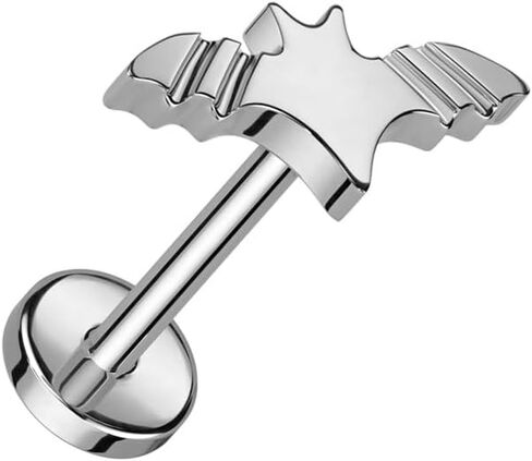 Pierced Owl 18GA F136 Implant Grade Titanium Bat Top Threadless Push-In Labret Stud in Saudi Arabia