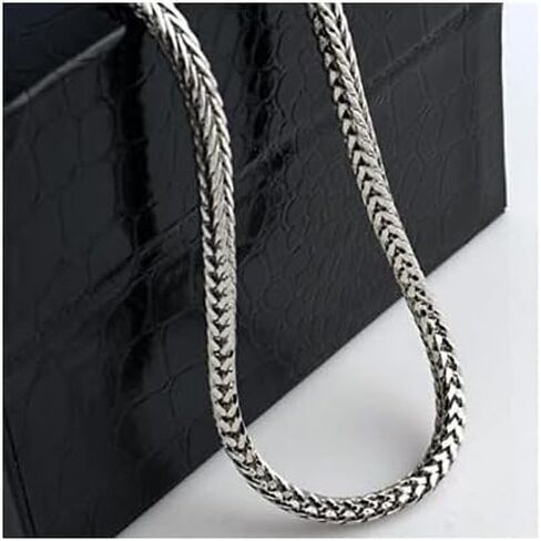 Verona Jewelers Mens 925 Sterling Silver 3MM 5.5MM Franco Chain Necklace, Square Box Link Rhodium Franco Necklace and Bracelet,925 Franco Chain for Men, Open Box Link Chain in Saudi Arabia