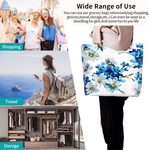 حقيبة يد AmerTac كبيرة للنساء حقائب كتف كاجوال هدايا قابلة لإعادة الاستخدام مقاومة للماء للسفر في عطلة نهاية الأسبوع وتسوق البقالة في الهواء الطلق in Kuwait