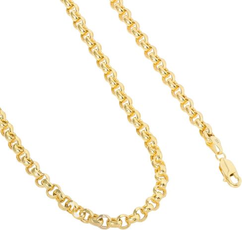 Nuragold 10k الذهب الأصفر 5 مم رولو دائرة كابل جولة ربط سلسلة قلادة قلادة، مجوهرات رجالي مشبك جراد البحر 18 "20" 22 "24" in Saudi Arabia