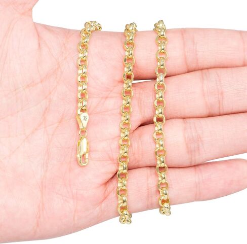 Nuragold 10k الذهب الأصفر 5 مم رولو دائرة كابل جولة ربط سلسلة قلادة قلادة، مجوهرات رجالي مشبك جراد البحر 18 "20" 22 "24" in Saudi Arabia