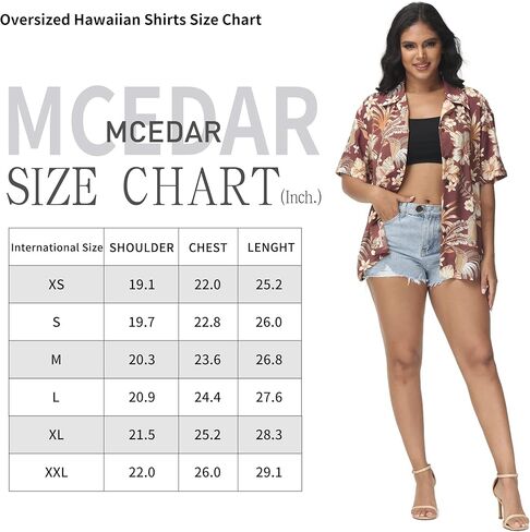 MCEDAR قمصان هاواي كبيرة الحجم للنساء الاستوائية كم قصير زر أسفل طباعة بلوزة ألوها شاطئ لوا ملابس علوية للحفلات in Kuwait