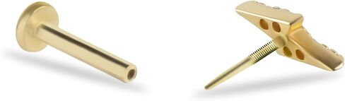 Lightning Labret Cartilage Piercing Earring With Zircons - 14K Solid Yellow Gold - For Helix Tragus Lobe Conch Flat & Other Body Piercing BY KORAL JEWELRY in Saudi Arabia