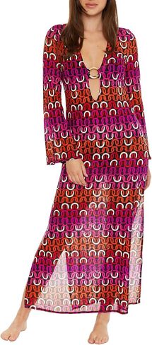 Trina Turk Women's Standard Echo Mesh Maxi Dress, Casual, Loose Long Sleeve, Beach Cover Ups in Saudi Arabia