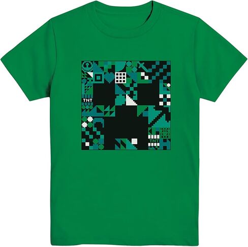 Minecraft Boys Video Game T-Shirt - Black and Green Creeper Face - Official Shirt in Kuwait