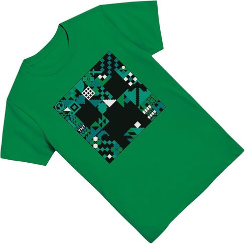 Minecraft Boys Video Game T-Shirt - Black and Green Creeper Face - Official Shirt in Kuwait