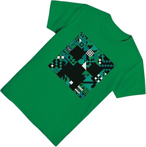 Minecraft Boys Video Game T-Shirt - Black and Green Creeper Face - Official Shirt in Kuwait