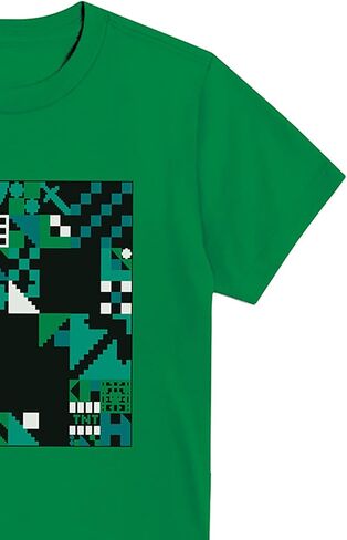 Minecraft Boys Video Game T-Shirt - Black and Green Creeper Face - Official Shirt in Kuwait