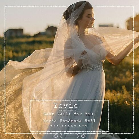 يوفيك طرحة زفاف للعروس من طبقتين من الدانتيل الابيض من التول اكسسوارات شعر قصيرة الخصر للنساء 52 انش, أبيض, One Size in Kuwait