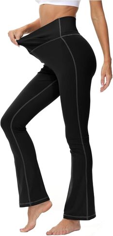 Y-blue سراويل اليوغا Bootcut مع جيوب للنساء كروس واسعة الساق مضيئة طماق انقسام هيم Bootleg كامل طول العمل السراويل in Kuwait