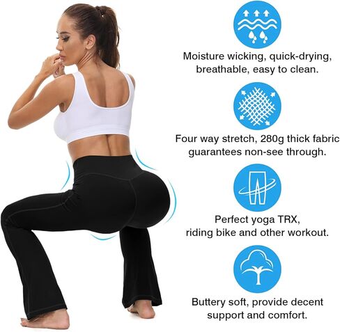 Y-blue سراويل اليوغا Bootcut مع جيوب للنساء كروس واسعة الساق مضيئة طماق انقسام هيم Bootleg كامل طول العمل السراويل in Kuwait