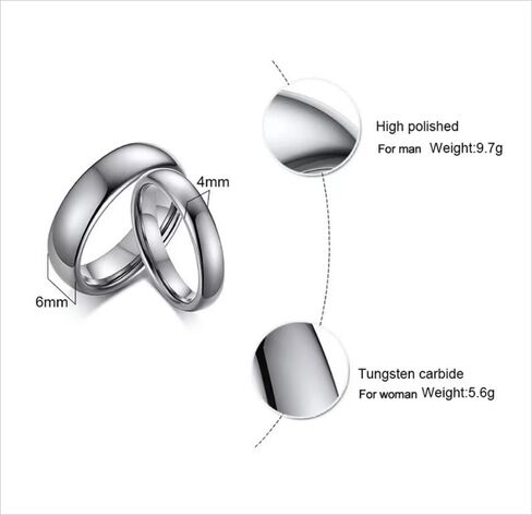 HUARJO 2mm 4mm 6mm 8mm 18K Gold Tungsten Carbide Rings for Women Men Domed Polished Steel/Gold/Rose Gold Wedding Band Comfort Fit Size 5-13 in Saudi Arabia