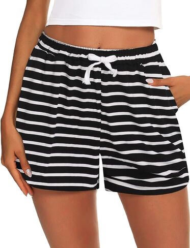 Prosoft&Hawiton Womens Cotton Pajama Shorts Comfy Sleeping Shorts Sleepwear Lounge Pj Bottoms with Drawstring & Pockets in Kuwait