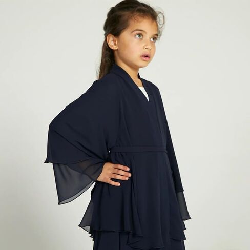 AWIBMK Kids Girls Abayas layered Chiffon Cardigan Dubai Kaftan Prayer Dress Muslim Islamic Robe Ramadan Kimono Outfit in Kuwait