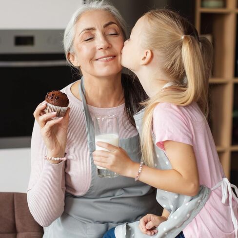 ASKRAIN سوار متطابق للأم والابنة | هدايا عيد ميلاد الجدة والحفيدة في عيد الحب - الطول 7.2 بوصة و5.7 بوصة سوار حجر الحمار الوحشي الوردي in Kuwait