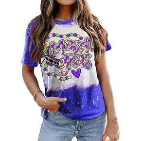 YZMI Mardi Gras Shirt Womens Carnival Tshirts New Orleans Parade Custume Tops in Kuwait