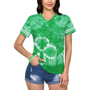 تي شيرت صيفي بأكمام قصيرة ورقبة على شكل حرف V للسيدات من Spadehill St Patricks Day