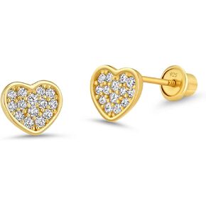 اقراط من النحاس المطلي بالذهب عيار 14 قيراط ومرصعة بالزركونيا المكعبة مع دعامة من الفضة الاسترلينية in Kuwait