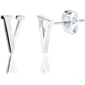 Stainless Steel Tiny Initial Stud Earrings for Girls Women Gold Silver Initial 26 Letters Alphabet Earrings