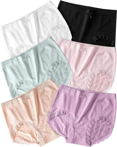 جوارب PACKO SOCKS مكونة من 6 قطع ملابس داخلية عالية الخصر بعد الولادة وملابس داخلية على شكل حرف C بعد الولادة - قماش فائق النعومة وقابل للتمدد in Kuwait