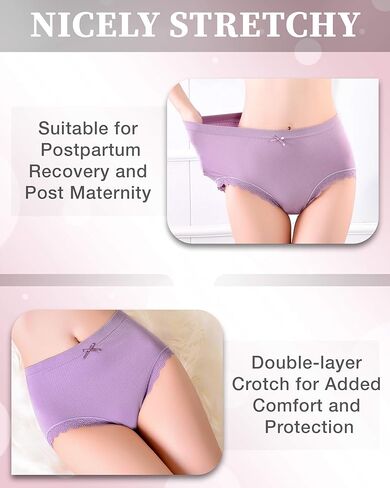 جوارب PACKO SOCKS مكونة من 6 قطع ملابس داخلية عالية الخصر بعد الولادة وملابس داخلية على شكل حرف C بعد الولادة - قماش فائق النعومة وقابل للتمدد in Kuwait
