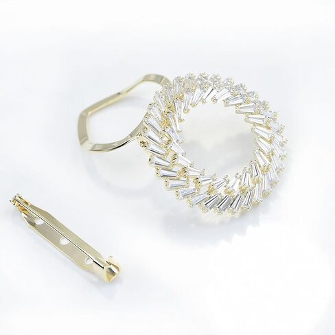 Women Crystal Pearl Bow Flower Scarf Buckle Shawl Holder Ring Scarves Cardigan Open Circle Clips Multifunctional Brooch Jewelry in Kuwait