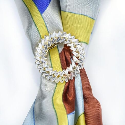 Women Crystal Pearl Bow Flower Scarf Buckle Shawl Holder Ring Scarves Cardigan Open Circle Clips Multifunctional Brooch Jewelry in Kuwait