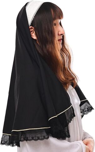 BLESSUMEChurch Nun Hat Nun Veil Headband لزي شيطاني Nun in Saudi Arabia