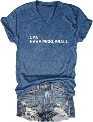 Woxlica I Can't I Have Pickleball Cool Sayings Pickeball Shirts Women Graphic Tee in Saudi Arabia