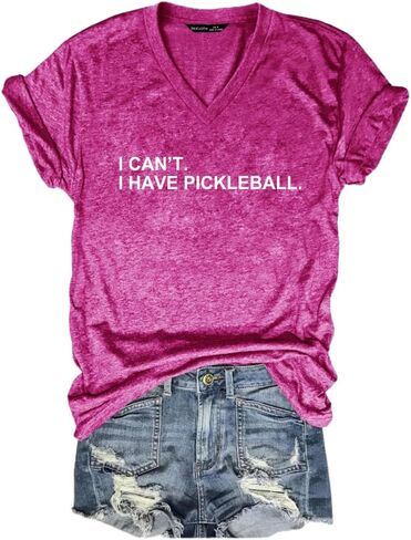 Woxlica I Can't I Have Pickleball Cool Sayings Pickeball Shirts Women Graphic Tee in Saudi Arabia