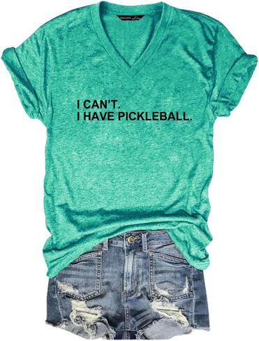 Woxlica I Can't I Have Pickleball Cool Sayings Pickeball Shirts Women Graphic Tee in Saudi Arabia