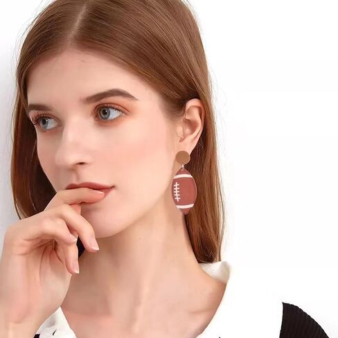 Just Follow Rugby Earrings Cool Punk Sports Drop Dangle Earrings Lightweight Rugby Statement Earring for Women Girl Sport Lover Jewelry Gift in Saudi Arabia