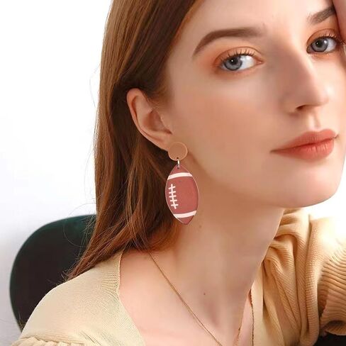 Just Follow Rugby Earrings Cool Punk Sports Drop Dangle Earrings Lightweight Rugby Statement Earring for Women Girl Sport Lover Jewelry Gift in Saudi Arabia