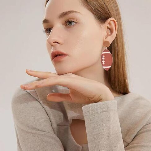 Just Follow Rugby Earrings Cool Punk Sports Drop Dangle Earrings Lightweight Rugby Statement Earring for Women Girl Sport Lover Jewelry Gift in Saudi Arabia
