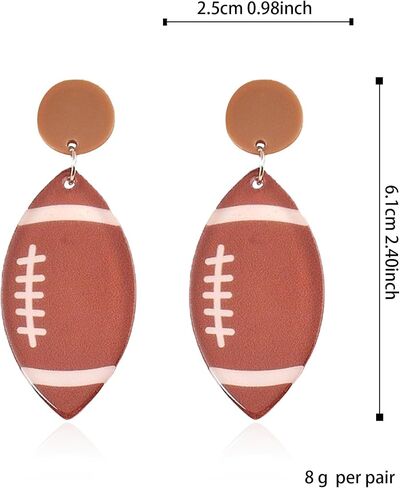 Just Follow Rugby Earrings Cool Punk Sports Drop Dangle Earrings Lightweight Rugby Statement Earring for Women Girl Sport Lover Jewelry Gift in Saudi Arabia