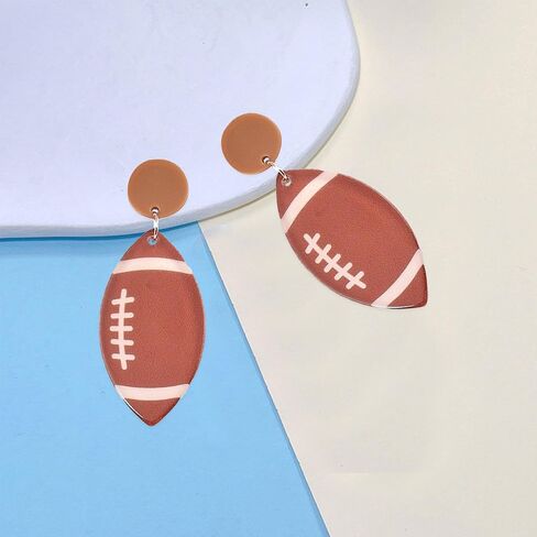 Just Follow Rugby Earrings Cool Punk Sports Drop Dangle Earrings Lightweight Rugby Statement Earring for Women Girl Sport Lover Jewelry Gift in Saudi Arabia