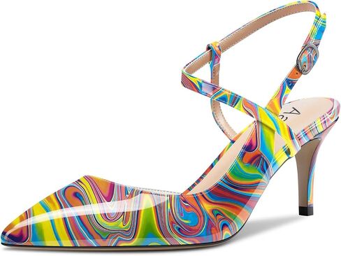 Aachcol حذاء نسائي بكعب خلفي وحزام الكاحل D'Orsay Stiletto كعب متوسط ​​إغلاق بمقدمة مدببة حذاء رسمي 2.5 بوصة in Saudi Arabia