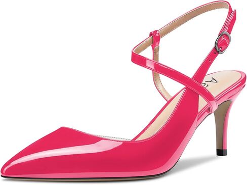 Aachcol حذاء نسائي بكعب خلفي وحزام الكاحل D'Orsay Stiletto كعب متوسط ​​إغلاق بمقدمة مدببة حذاء رسمي 2.5 بوصة in Saudi Arabia