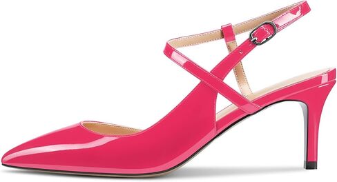 Aachcol حذاء نسائي بكعب خلفي وحزام الكاحل D'Orsay Stiletto كعب متوسط ​​إغلاق بمقدمة مدببة حذاء رسمي 2.5 بوصة in Saudi Arabia