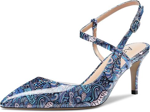 Aachcol حذاء نسائي بكعب خلفي وحزام الكاحل D'Orsay Stiletto كعب متوسط ​​إغلاق بمقدمة مدببة حذاء رسمي 2.5 بوصة in Saudi Arabia