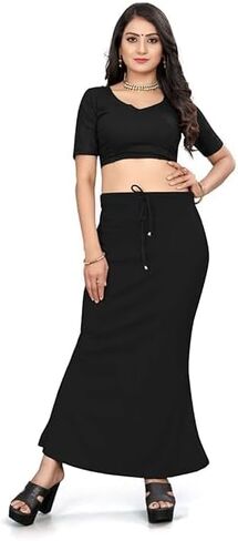 Smizzy Lycra Adjustable Indian Saree Shapewear for Women Petticoat Smooth Curve Peticote Innerwear for Ladies,BLACK (2XL) in Kuwait