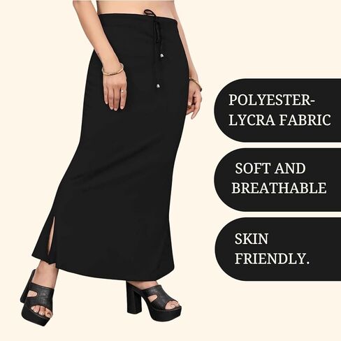 Smizzy Lycra Adjustable Indian Saree Shapewear for Women Petticoat Smooth Curve Peticote Innerwear for Ladies,BLACK (2XL) in Kuwait